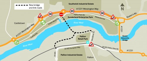 A map showing where the planned roadworks will take place.   
