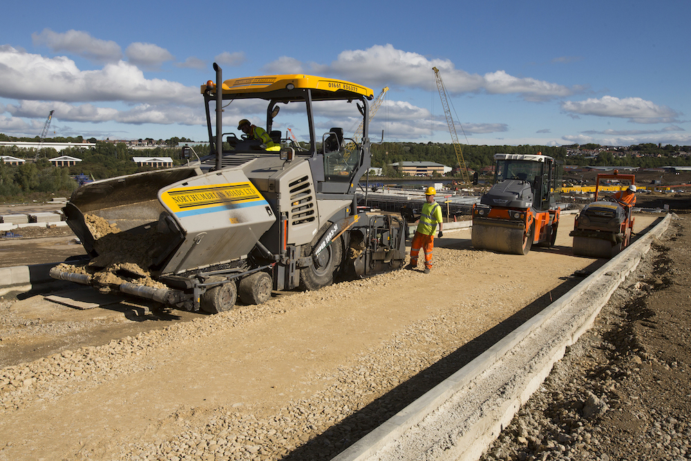 Northumbrian Roads begins laying the initial capping layer on the new Western Link.