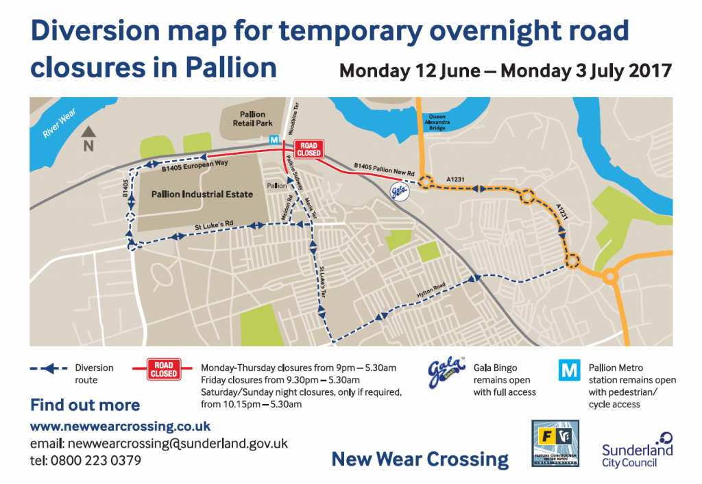 Pallion road closures