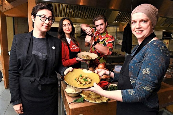 Life Kitchen, pictured with Sue Perkins, were supported by the North East BIC